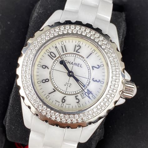 Authentic CHANEL J12 Diamond White Ceramic Watch 